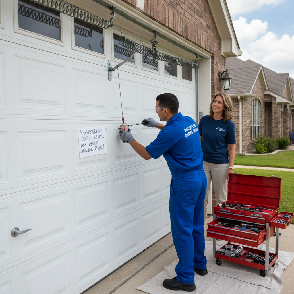 Preventive garage door maintenance in Houston TX by Lemus